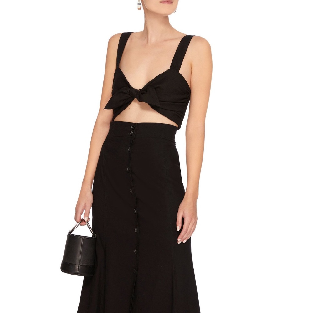 NEW A.L.C. Black Tie Front Cropped Top Sleeveless